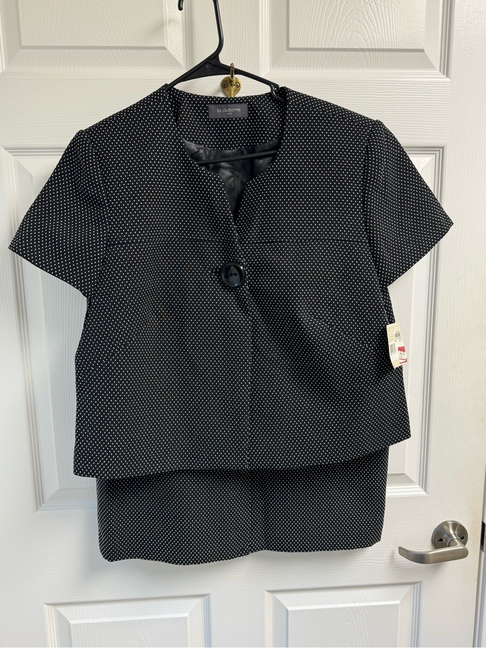 Classic Black Pindot Pencil Skirt Suit- Women's Professional - Picture 11 of 16
